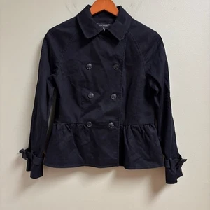 Ann Taylor Womens Double-breasted Jacket Size 10 Black Peplum Minimalist Career - Picture 1 of 12
