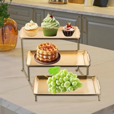 Bandeja de frutas Bandeja de dulces de tres capas Soporte para bocadillos para hotel Vacaciones Restaurante Foto 1 de 2