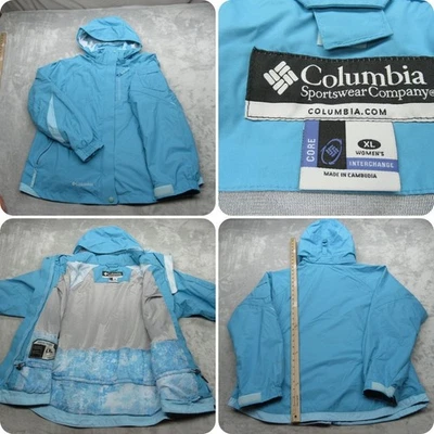 Jaqueta Columbia Feminina XL Azul Claro Omni-Tech Interchange Impermeável 3 em 1 Concha - Imagem 1 de 4