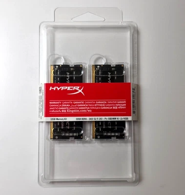 Kingston HyperX 32GB (2x16GB) SoDIMM DDR4-2400 1Rx8 CL15 Memory HX424S15IB2K2/32 - Image 1 of 4