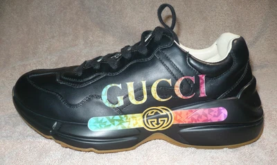 NUEVAS ZAPATILLAS GUCCI RHYTON CUERO NEGRO CÓSMICO ARCO IRIS ZAPATOS talla 42 10 EE. UU. SIN CAJA Foto 1 de 4