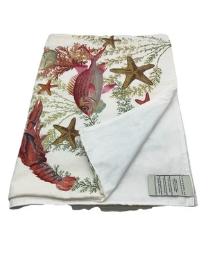 Pottery Barn Nautical Fish Seashell Ocean Sea Life Table Runner 106” X 18” READ - Image 1 of 4