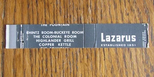 10 STRIKE MATCHBOOK COVER: LAZARUS DEPARTMENT STORE COLUMBUS, OH MATCHCOVER -A28 - Picture 1 of 1