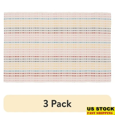 Paquete de 3 alfombras de exterior a rayas múltiples capas resistentes a las manchas uso en interiores duradero Foto 1 de 4