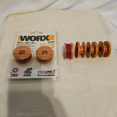 Worx Trimmer Replacement String Spools 2 Pack WA0004 - New Plus 1 Extra, 3 Empty - Image 1 of 4