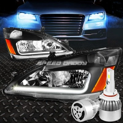 FARO NEGRO + ESQUINA ÁMBAR + DRL + LED BLANCO 9006 OCULTO CON VENTILADOR PARA 03-07 ACUERDO UC1 Foto 1 de 4