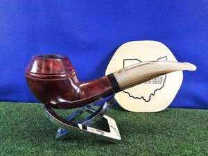 Handgefertigte Worobiec Bent Bulldog Creme Acryl Stiel Glatt Premium Bruyère Pfeife - Bild 1 von 12