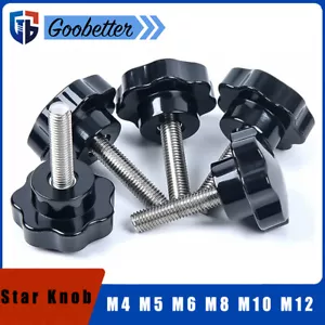 M4 M5 M6 M8 M10 M12 Plastic Star Clamping Nut Knob Screw Machinery Handle Black - Picture 1 of 6