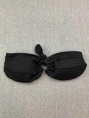 Traje de baño bikini sin tirantes bandeau frontal anillo para mujer talla M negro texturizado Foto 1 de 4