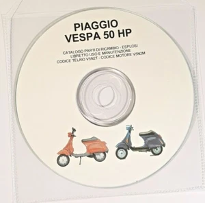CD MANUALE CATALOGO RICAMBI+ESPLOSI+LIBRETTO USO - PIAGGIO VESPA HP V5N2T-V5N2M - Foto 1 di 3