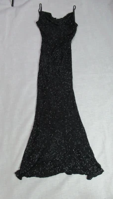 Vtg Stenay Black Beaded Evening Mermaid Dress Sz 10 Whimsigoth Prom Vamp 90s Y2K - Image 1 of 4