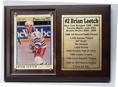 New York Rangers Brian Leetch Hockey Card Plaque Cover
