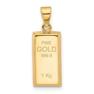 14K Polished Gold Bar Pendant Bracelet Necklace - Picture 1 of 5
