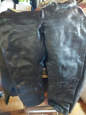 Hand Made Bespoke Cowhide Leather Jeans With Zip Flare - Image 1 of 4