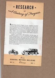 Feria Mundial 1933 Chicago Century Progress COP GENERAL MOTORS RESEARCH en Feria - Imagen 1 de 2