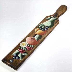 VTG 1983 Decorative Tole Painted Fruit & Berries Kitchen Paddle Wall Hanging - Picture 1 of 10