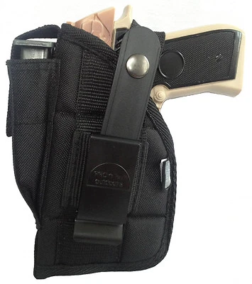 Gun Holster fits AMT Backup 45 Black Nylon Ambidextrous Built In Mag Pouch - Image 1 of 4