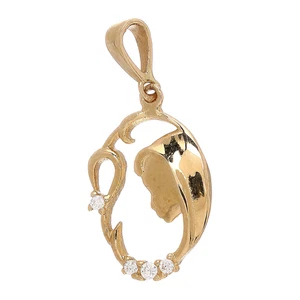 Pendente oro giallo 750/00 strass Madonna rami 1,1 gr - Foto 1 di 1