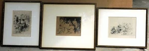 Auguste Brouet three original etchings pencil signed - Picture 1 of 5