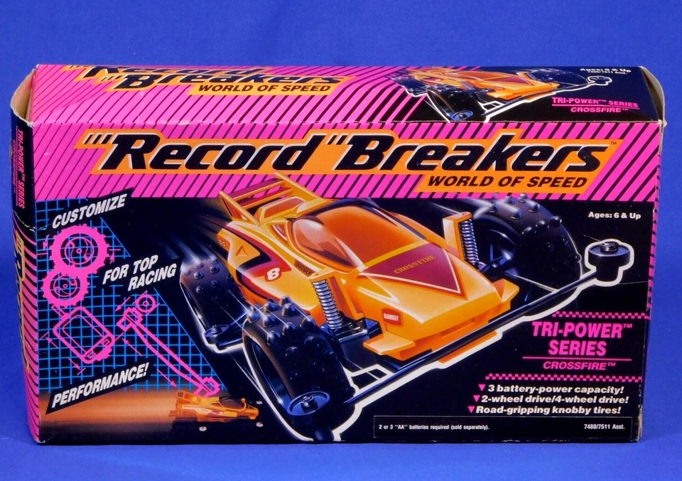 RECORD BREAKERS WORLD OF SPEED TRI-POWER 系列 CROSSFIRE 1989 密封 HASBRO — 第 1/3 张图片