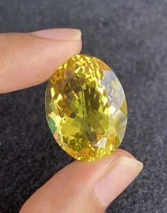 Precioso Cuarzo Limón 40,75 CTS Color Limón Natural, Forma Ovalada Limpio para Ojos. - Imagen 1 de 7