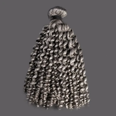 Paquetes de cabello rizado rizado color sal y pimienta 100 % trama de cabello humano 100 g Foto 1 de 4