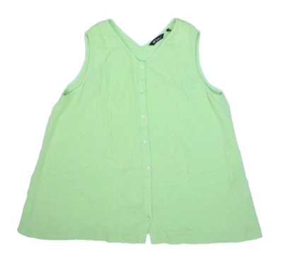 Camisa sin mangas Ulla Popken textura burbuja cuello en V botón delantero algodón para mujer 20/22 Foto 1 de 4