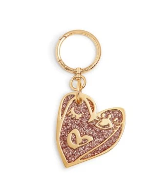 Henri Bendel Brillo Grande Dorado/Rosa Corazón Bolso Dije Llavero Nuevo con Etiquetas Foto 1 de 4