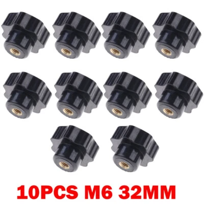 10PCS M6 32mm Female Thread Seven Star Shaped Head Clamping Nuts Knob UK - Image 1 of 4