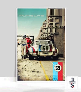 59 Brumos 911 Porsche en la pista. Póster Aluminio 36" x 24" - Imagen 1 de 3