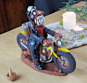 Keramik Kegel Weihrauch Halter Geschenk für Biker Motorrad Figur Midene handgefertigt - Bild 1 von 10