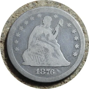 elf Seated Liberty Quarter 1876 CC - Picture 1 of 2