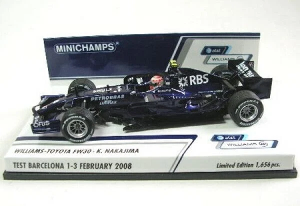 Williams Toyota FW30 #8 Nakajima Test Barcelona 2008 MINICHAMPS 400080308 1:43 - Image 1 of 1