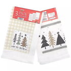 3 Pack Christmas Corner Festive Kitchen Tea Towels 100% Cotton Santa Tweet-Mas