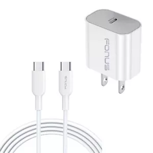 Fast Type-C 20W PD Home Charger 6ft Long Cable Quick Power for Smartphones - Picture 1 of 7