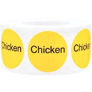 Yellow with Black Chicken Circle Dot Adhesive Stickers, 1 Inch Round Labels, 500 - Picture 1 of 2
