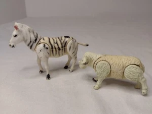 Vintage Gelenk Kunststoff Tiere Zebra & Ziege Beine & Kopf bewegen - Bild 1 von 6