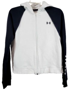 2018 Under Armour Women S Rival Fleece Full Zip Hoodie Loose Fit Black White - Picture 1 of 17
