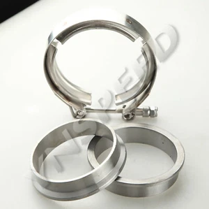 2.25 inch V Band Vband Clamp & 2 Mild Steel Flange Kit for Exhaust Downpipe - Picture 1 of 11
