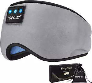 Bluetooth Sleep Eye Mask Wireless Headphones, Sleeping Eye Cover Travel Music He - Picture 1 of 6