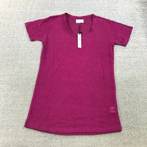 New Earnest Sewn Shirt Womens 2 Short Sleeve Loose Top Purple Linen Casual A3 - Picture 1 of 10