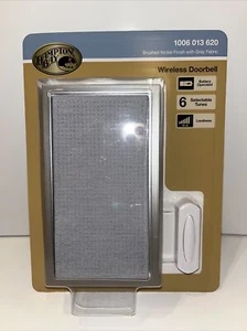 Hampton Bay Wireless Door Bell Brushed Nickel Gray Fabric 1006013620 - Picture 1 of 2