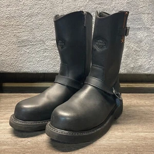 Harley Davidson Men's Black Leather Jason Steel Toe Boots Size 8.5M - Picture 1 of 10
