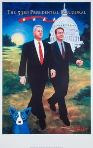 Bill Clinton & Al Gore limited edition George Rodrigue "Blue Dog" poster! 3388 - Picture 1 of 2