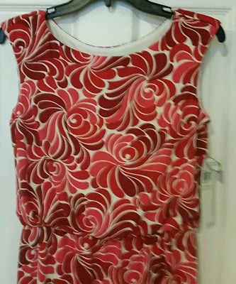 Новый с Ярлыками LONDON TIMES красный, коралловый и белый Geo Swirl блузон вязаное платье женщин 6 - Изображение 1 из 4