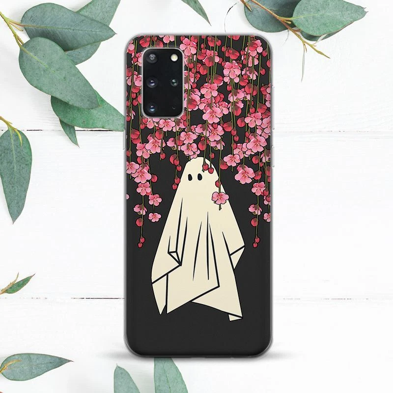 Halloween Ghost Flowers Pink Case For Samsung Note 20 S10 S20 S21 S22 S23 S24 FE - Image 1 of 1