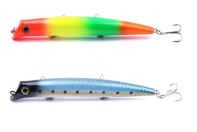 Kit 2 Hot Popper Serra Barracuda Spigola Esche Artificiali Pesca Spinning Mare - Immagine 1 di 4