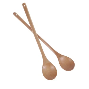 Cuchara mezcladora de madera de 2 piezas mermelada para cucharas agitadoras de mango largo para bebé - Imagen 1 de 12