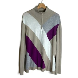 lafayette 100 New York merino wool cotton blend pullover sweater with zip 3x - Picture 1 of 10