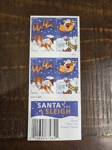 2011 USPS Stamp Booklet Santa and Sleigh. 20 Forever Stamps. MNH. Scott #4715b - Picture 1 of 2